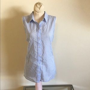 Banana republic blue white striped collared tank